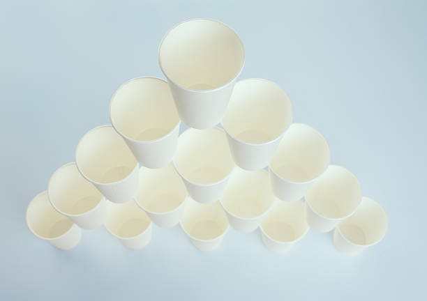 istock Pyramid of white paper cups 465676486
