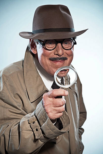 istock Vintage detective with mustache and hat. 465677113