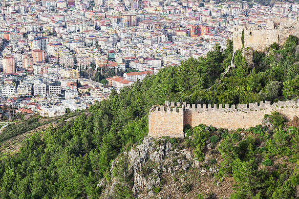 Alanya castle and modern construction view for deviant city planning
