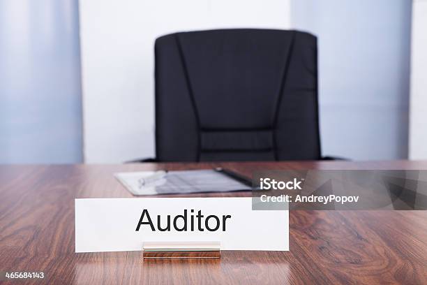 Nameplate With Auditor Title Stock Photo - Download Image Now - Nameplate, Desk, Table