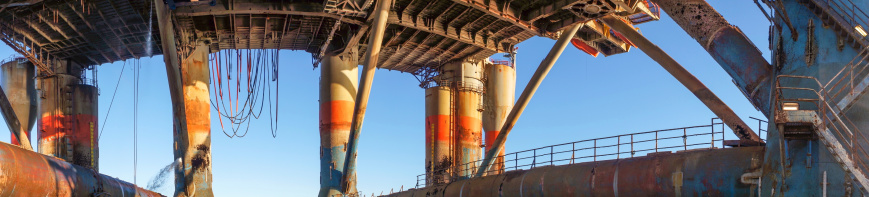 Oil Rig Bottom View Panoramic View Under An Oil Rig Deck Stock Photo - Download Image Now ...