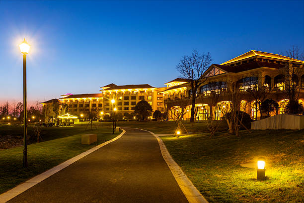 istock night scene of vacation resort 465687726