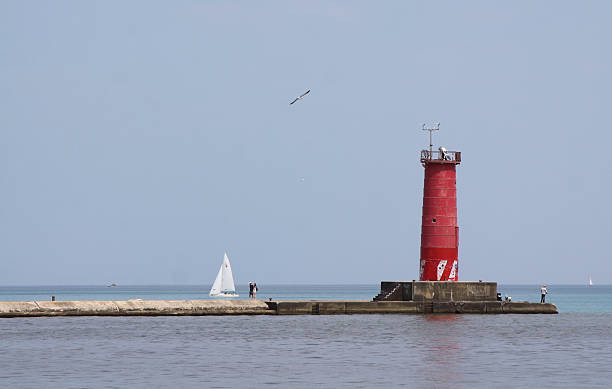 istock Breakwater Lighthouse On Lake Michigan 465690308