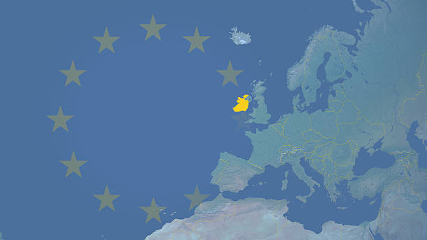 a irlanda parte da união europeia desde 1973 16:9 com fronteiras - european union flag european community photography textured effect - fotografias e filmes do acervo