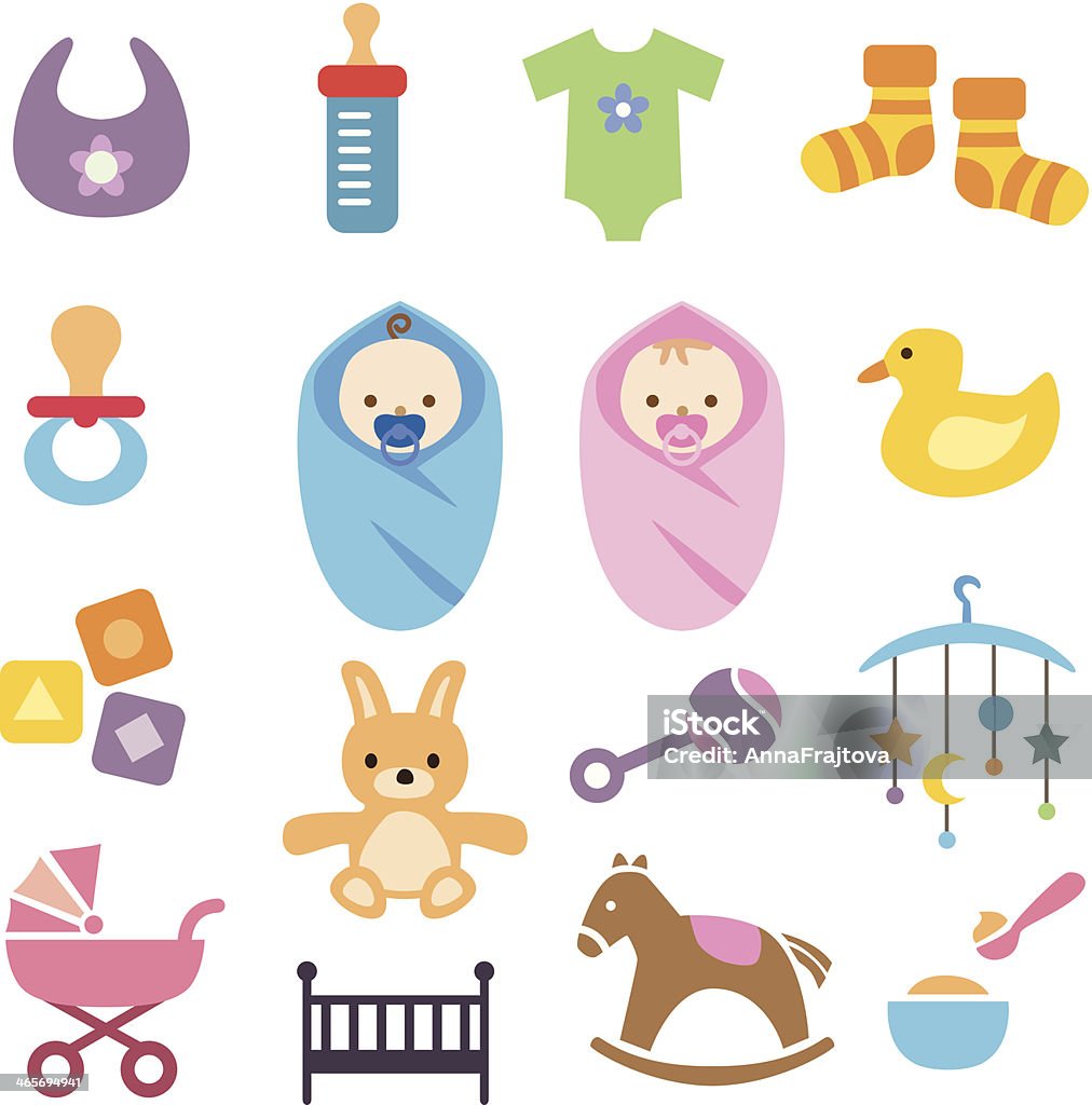 Baby Icons Set Collection of cute baby icons for web or print. Baby - Human Age stock vector