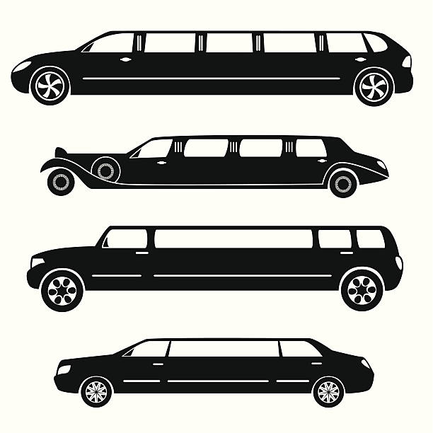 illustrations, cliparts, dessins animés et icônes de limousines silhouettes illustration collection - cartoon city town car