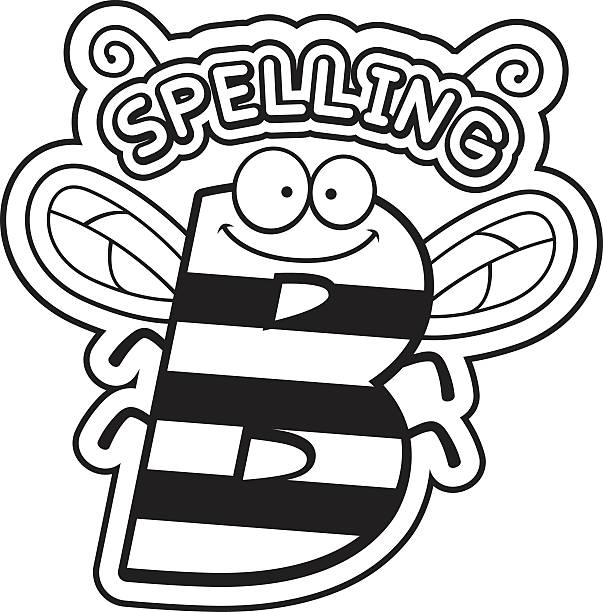 Cartoon Spelling Bee Text A cartoon illustration of the text Spelling B with a bee theme. spelling bee stock illustrations