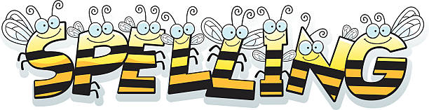 Cartoon Spelling Text A cartoon illustration of the text Spelling with a bee theme. spelling bee stock illustrations