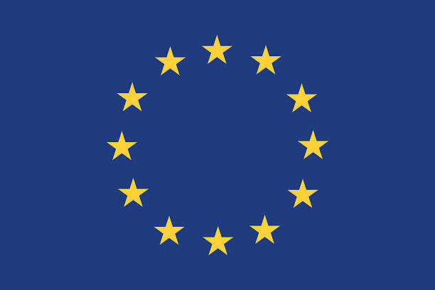 european union flag with blue background and yellow stars - 歐洲 幅插畫檔、美工圖案、卡通及圖標