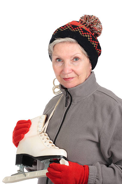 istock Elderly woman with skates 465702637