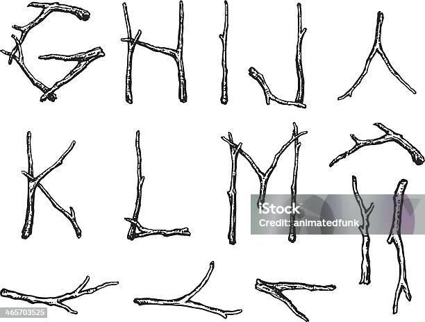 Alpha Twigs Stock Illustration - Download Image Now - Twig, Wood - Material, Alphabet