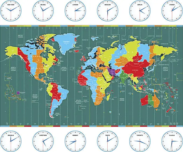 Vector illustration of Vector world time zones