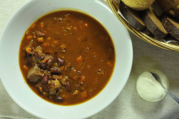 istock Borsch - meat soup with beans and bread 465703800