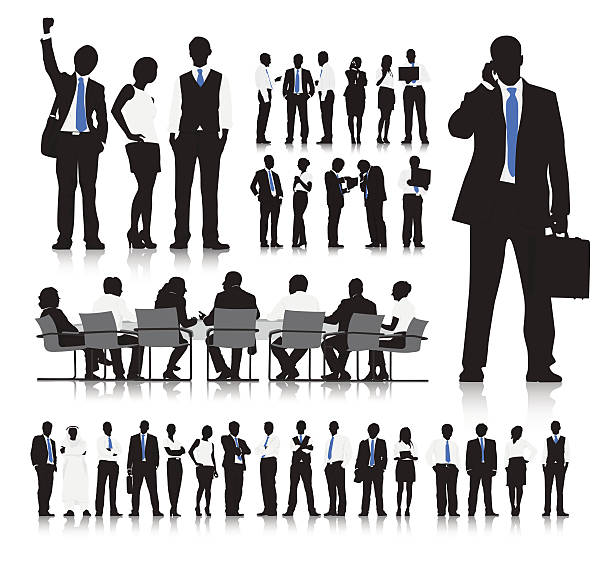 wektor biznes ludzie - meeting community board room leadership stock illustrations