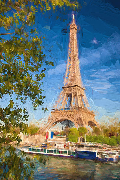 istock Eiffel Tower in Artwork style in Paris, France 465706768