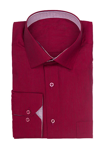 istock Men's dark red shirt on a white background 465707764