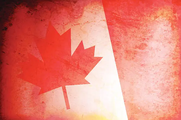 Vector illustration of Grunge background of Canada Flag
