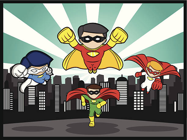 Team Superhero vector art illustration