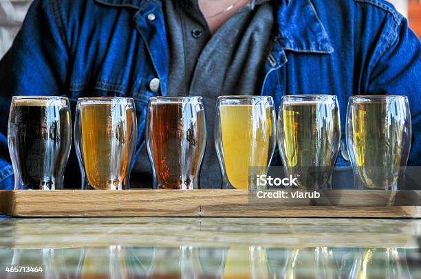 Glasses Of Beers Stock Photo - Download Image Now - Tasting, 2015, Bar - Drink Establishment