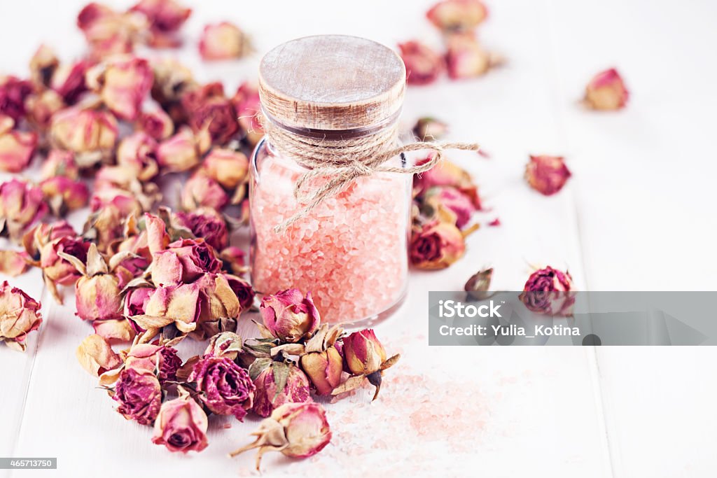 Flower sea salt Flower sea salt on white background Rose - Flower Stock Photo