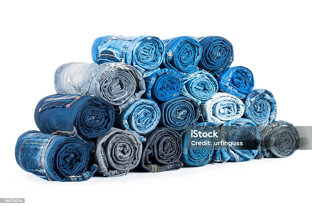 rolled jeanses isolated on a white background 2015 Stock Photo