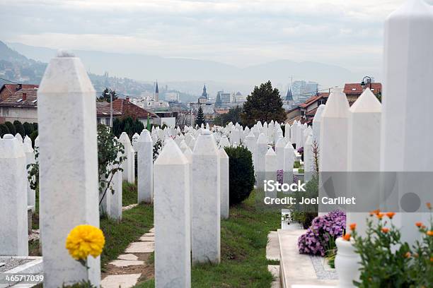 Tombstones In War Cemetery In Sarajevo Bosnia Stock Photo - Download Image Now - Balkans, Bosnia and Herzegovina, Capital Cities