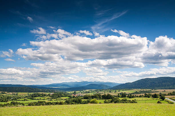 Vista panoramica di Bieszczady, Polonia - foto stock