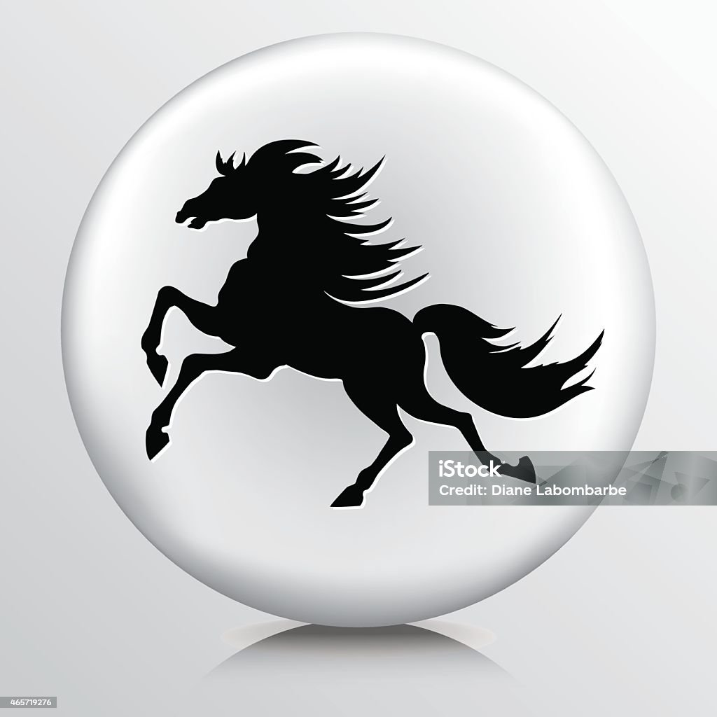 Round Icon with Black Prancing Horse Silhouette 2015 stock vector