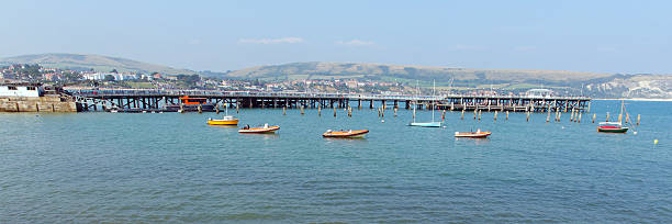Swanage Dorset England UK pier and jetty near Poole and Bournemouth at the eastern end of the Jurassic Coast a World Heritage Site popular south coast tourist destination