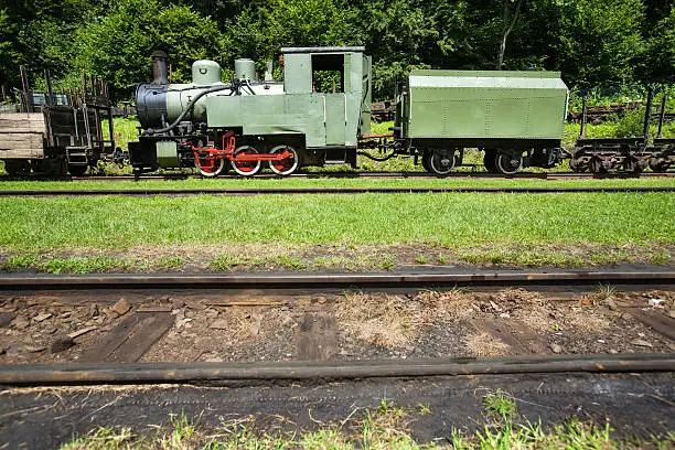 Narrow-gauge railway, steam train in Cisna, Poland