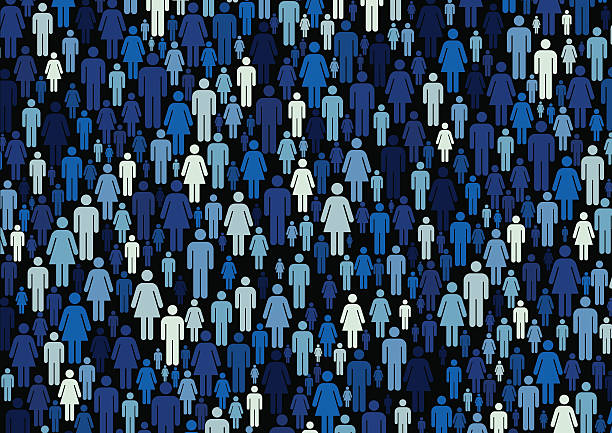 Multitude Large group ofabstract people icons blue clipart stock illustrations