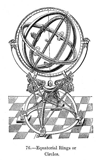 äquatorial ringe und kreise - engraving sextant globe compass stock-grafiken, -clipart, -cartoons und -symbole