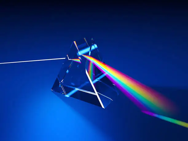 Photo of Triangular prism dispersing light
