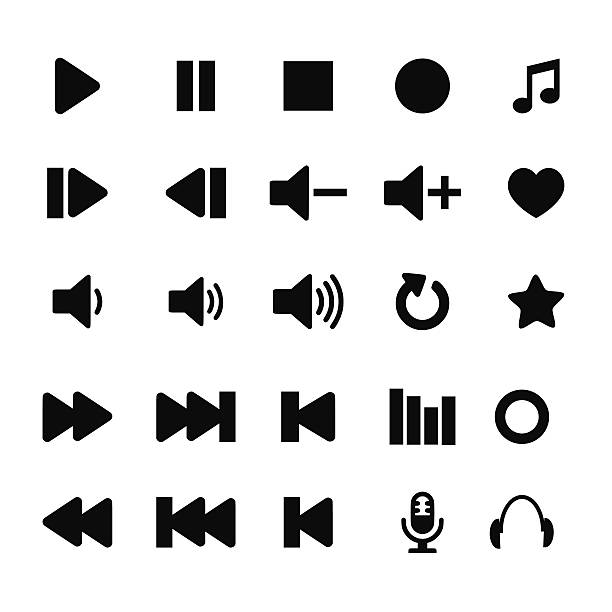 gracz ikony ustaw ilustracja wektorowa - dvd player computer icon symbol icon set stock illustrations