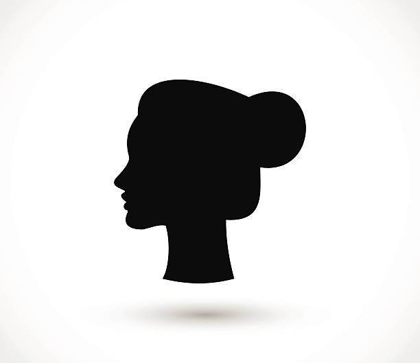 ilustraciones, imágenes clip art, dibujos animados e iconos de stock de mujer con un panecillo negro silueta vector ilustración - human head illustration and painting women color image