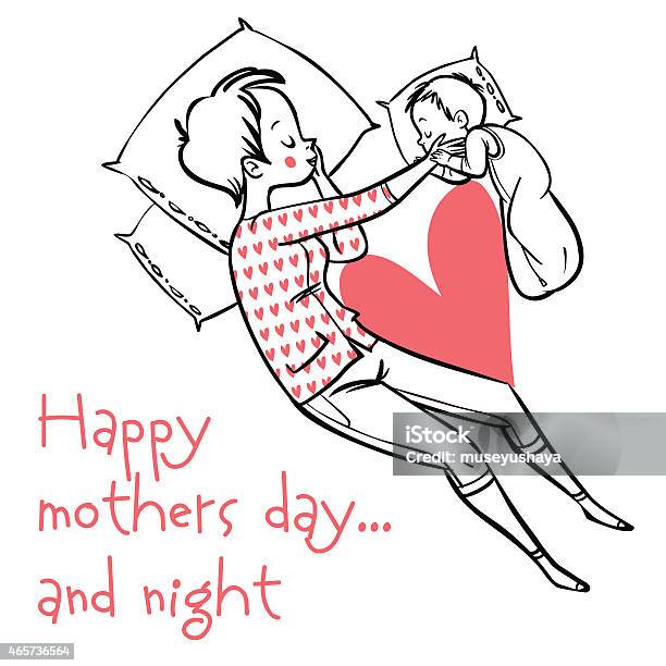 Funny Cartoon Mothers Day Card Vector Illustration Stock Illustration - Download Image Now