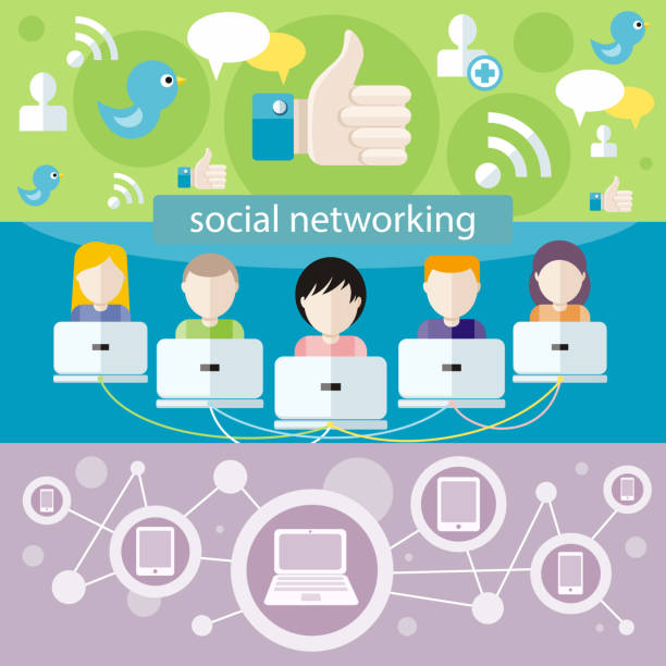 illustrations, cliparts, dessins animés et icônes de concept de connexion de réseau de médias sociaux - social media circle wireless technology group of people