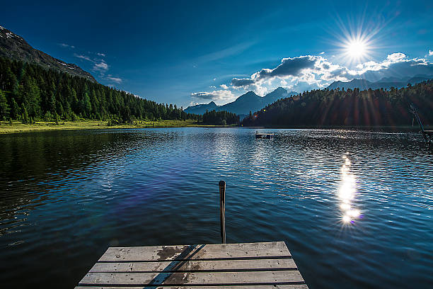 горы озеро - pontresina european alps st moritz engadine стоковые фото и изображения