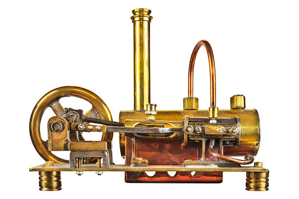 ヴィンテージの蒸気エンジン白で分離 - steam engine ストックフォトと画像