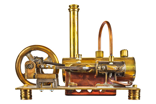 Vintage steam engine isolated on a white background