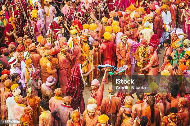 Holi Festival Celebration Barsana Rajasthan India Stock Photo - Download Image Now