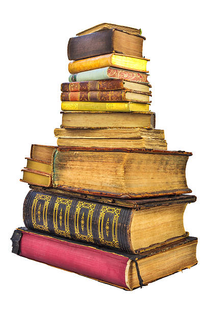 istock Pile of different old books isolated on white 465742976