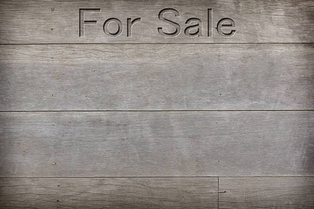 istock Wooden panel with the words 'for sale' carved into it 465746606