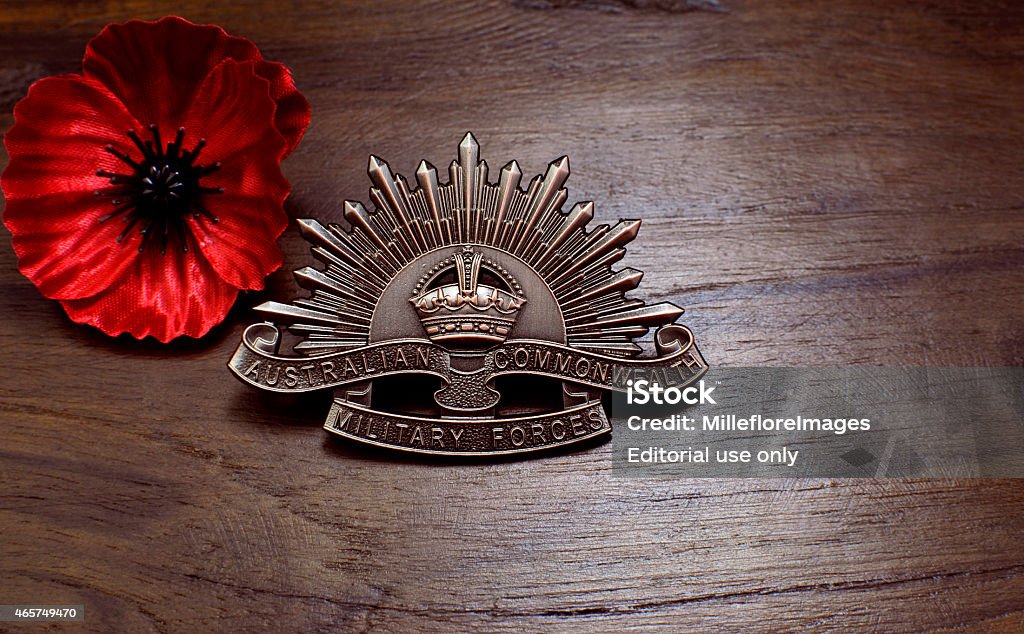 Australian Anzac Borsone ispirato alla Prima guerra mondiale rising star Cappello badge - Foto stock royalty-free di ANZAC Day
