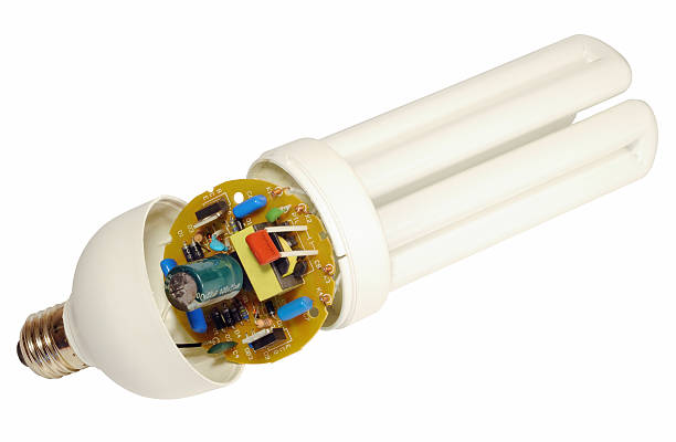 los componentes de lámparas de bajo consumo - fluorescent light resourceful energy fuel and power generation fotografías e imágenes de stock
