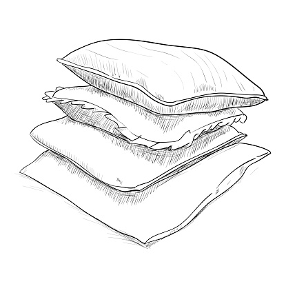 Hand drawn sketch of pillows. Vector illustration