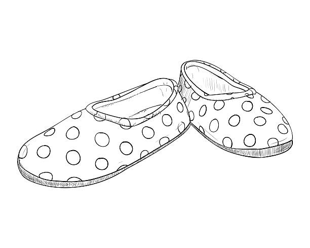 ilustrações, clipart, desenhos animados e ícones de esboço mão desenhada com crianças chinelos - illustration and painting pencil drawing image sports shoe