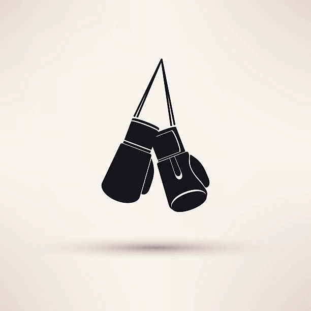 illustrazioni stock, clip art, cartoni animati e icone di tendenza di pugilato etichetta e icona in stile piatto. vettore. - conflict boxing glove classic sport
