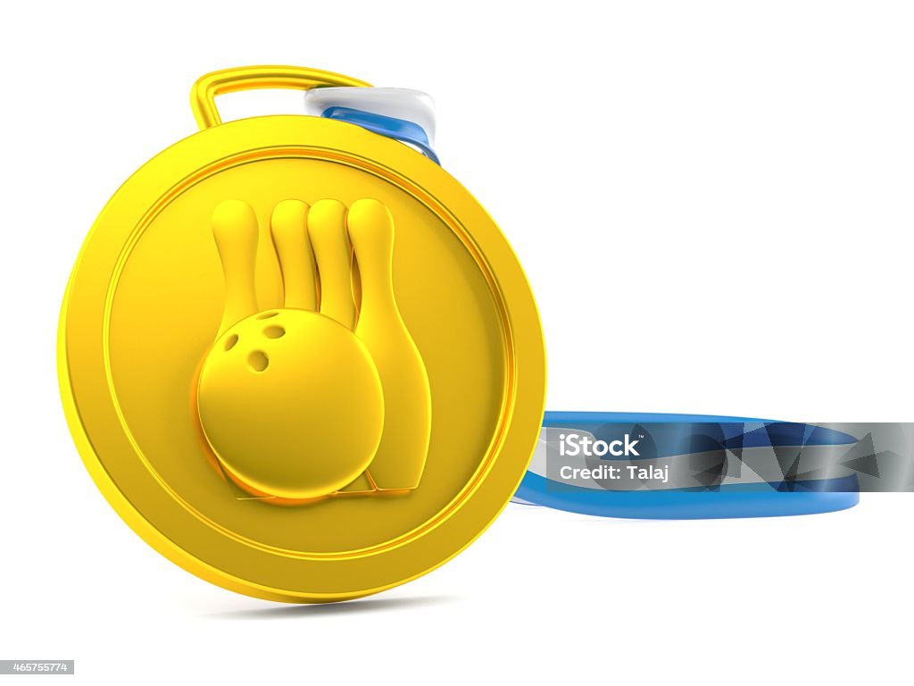 Bowling medal Bowling award isolated on white background. Bowling medal concept 2015 Stock Photo