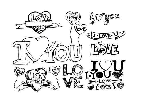 hand draw Valentine's day design, labels, icons elements collection